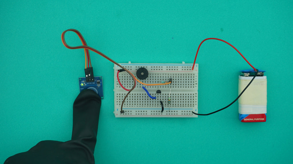 Touch Switch Circuit on Breadboard
